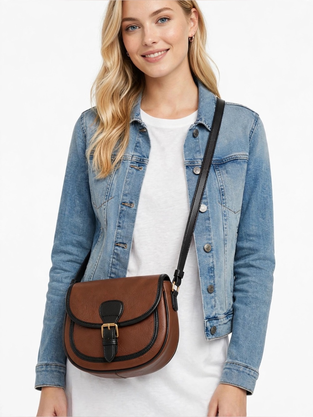 London Fog Brown & Black Crossbody Bag